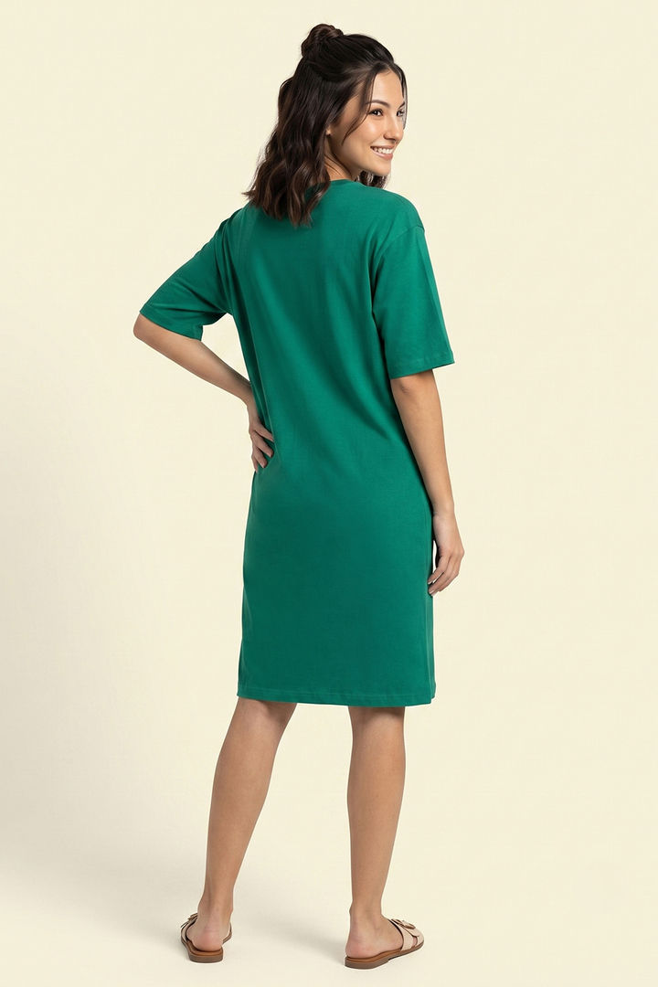 Zivame Minions Knit Cotton Loungwear Dress - Ultramarine Green — image 3